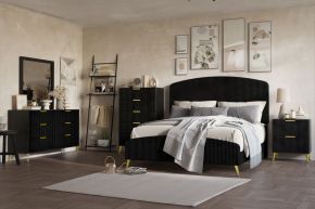 New Classic 00-4378K-25C Kailani - 6/0 Western King 5 Piece Bedroom Set (Bed, Dresser, Mirror, Chest, Nightstand) - Black