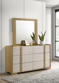 Coaster Fine Furniture 215653MX Hyland - 6-Drawer Bedroom Dresser With Mirror - Natural