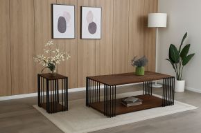 New Classic T4183B-3P Vertex - Rectangular 3 Piece Occasional Set (1 Coffee & 2 End Tables) - Brown / Black