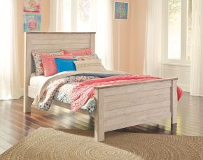 Signature Design by Ashley® B267/87/84/86 Willowton - Full Panel Bed - Whitewash