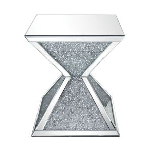 ACME 84902 Noralie - End Table - Mirrored & Faux Diamonds - Glass