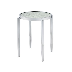 ACME LV00573 Abbe - End Table - Glass & Chrome Finish