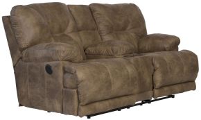 Catnapper 64389-1228/49-1328/49 Voyager - Fabric Power Lay Flat Reclining Console Loveseat - Brandy