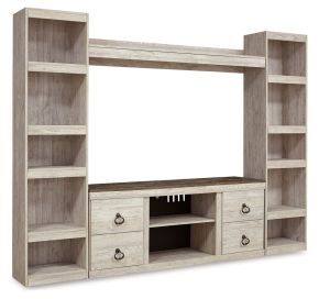 Signature Design by Ashley® EW0267W7 Willowton - Whitewash - 4-Piece Entertainment Center