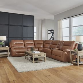 Liberty Furniture 7008SD-UPH-6PCSEC Cameron - 6 Piece Sectional - Dakota Saddle Leather