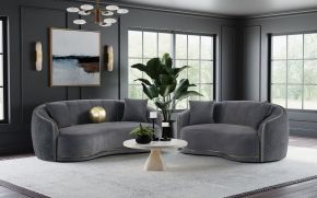 CoasterEveryday 504844-S2 Brookside - 2 Piece Velvet Upholstered Sofa Set - Dark Gray