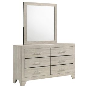 Coaster Fine Furniture 225063M Trenton - 6-Drawer Bedroom Dresser With Mirror - Rustic Cream