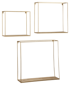Signature Design by Ashley® A8010107 Efharis - Natural / Gold Finish - Wall Shelf Set (Set of 3)