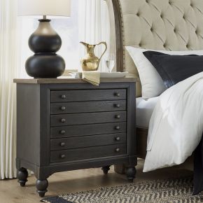 Liberty Furniture 615-BR62-B Americana Farmhouse - Bedside Chest With Charging Station - Dark Gray