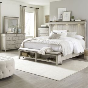 Liberty Furniture 457-BR-QMSDMC Ivy Hollow - 4 Piece Bedroom Set (Queen Mantle Storage Bed, Dresser & Mirror, Chest) - White