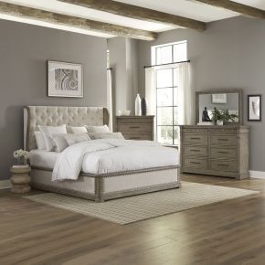 Liberty Furniture 711-BR-KSHDMC Town & Country - 4 Piece Bedroom Set (King Shelter Bed, Dresser & Mirror, Chest) - Medium Brown