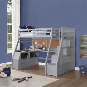 ACME 37445 ACME 37445 Jason II - Twin Loft Bed With Storage - Gray