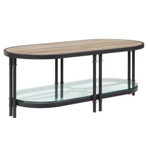 ACME LV00751 Brantley - Coffee Table - Oak & Sandy Black Finish - Metal - 18"