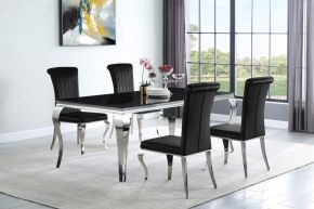 CoasterElevations 115071-S5 Carone - 5 Piece Rectangular Glass Dining Set - Chrome And Black