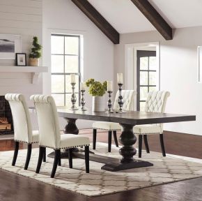 CoasterEssence 121231-S5 Phelps - 5 Piece Rectangle Dining Table Set - Distressed Noir