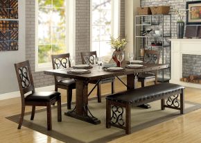 Furniture of America CM3465T Paulina - Dining Table - Rustic Walnut / Espresso