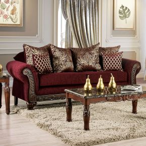 Furniture of America SM7757-SF Letizia - Sofa - Wine / Walnut
