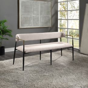 ACME DN02698A Jaramillo - Bench - Beige Chenille & Black Finish