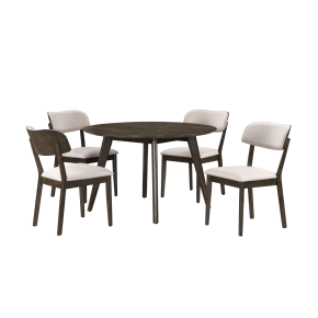 New Classic 40-1078-RD4C Rex - 48" Round Dining Table & 4 Open Back Chairs - Dark Brown