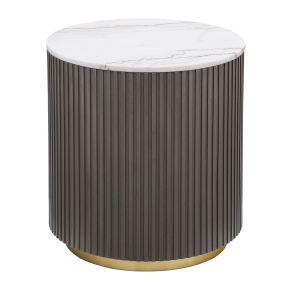 CoasterEveryday 710417 Jason - Round Marble Top Side End Table - White And Charcoal