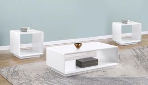 Coaster Fine Furniture 710768-S3 Paseo - 3 Piece Coffee And End Table Set - White High Gloss