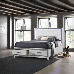 ACME BD01742EK Haiden - Eastern King Bed With LED & Storage - White