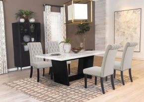 CoasterElevations 115511-S5S Sherry - 5 Piece Rectangular Marble Top Dining Table Set - Sand