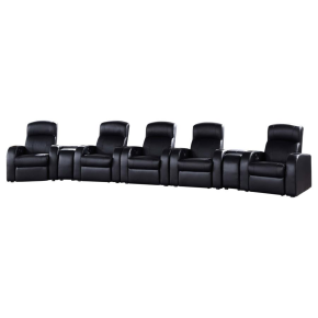 CoasterEssence 600001-S5B Cyrus - 7 Piece Upholstered Home Theater Seating - Black