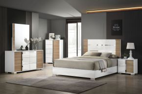 Furniture of America CM7462WH-CK-BED Erlangen - California King Bed - White / Natural
