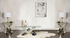 Coaster Fine Furniture 723448-S3 Taffeta - 3 Piece Mirrored Coffee And End Table Set - Silver