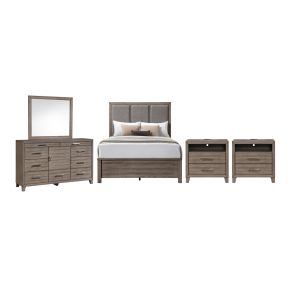 New Classic 00-B3412-35N New Classic 00-B3412-35N Harrisburg - 5/0 Queen 5 Piece Bedroom Set (Bed, Dresser, Mirror, 2 Nightstands) - Walnut