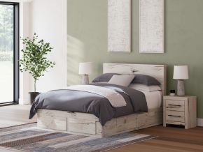 Ashley Furniture B2310B9 Ashley Furniture B2310B9 Lawroy - Queen Panel Bed With Storage Footboard And 2 Under Bed Storage Units - Light Natural