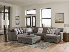 Jackson 5473/62/30/76/28-58 Crawford - 3 Piece Sectional With RSF Chaise, 10 Included Accent Pillows And Cocktail Ottoman - Dark Gray