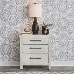 Liberty Furniture 406W-BR61 Modern Farmhouse - 3 Drawer Nightstand - White