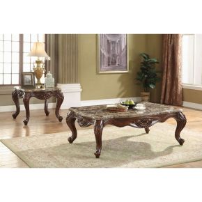 ACME 81655 Jardena - Coffee Table - Marble Top & Cherry Oak