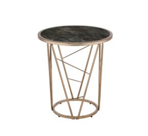 ACME 83302 ACME 83302 Cicatrix - End Table - Faux Black Marble Glass Top & Champagne