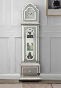 ACME AC00347 Noralie - Grandfather Clock - Mirrored & Faux Diamonds - Wood - 63"