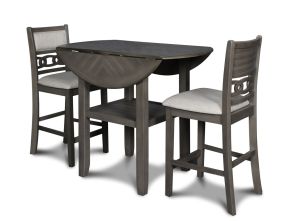 New Classic D1701-42S-GRY Gia - 3 Piece Dining Set (Counter Drop Leaf Table & 2 Chairs) - Gray