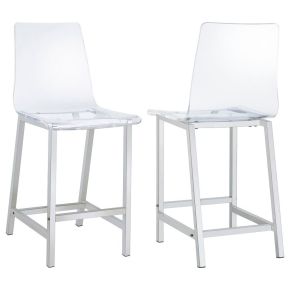CoasterEssence 100265 Juelia - Counter Chair (Set of 2) - Chrome And Clear Acrylic