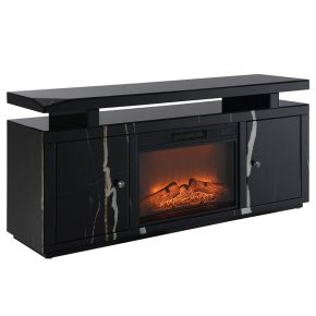 ACME LV03868 Drisana - TV Stand With Fireplace - Black Mirrored