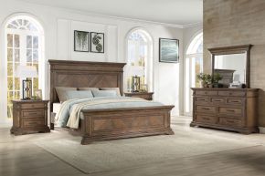 New Classic 00-658-25N Mar Vista - 6/0 Western King 5 Piece Bedroom Set (Bed & Dresser & Mirror & 2 Nightstands) - Light Brown
