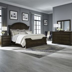 Liberty Furniture 512-BR-KPSDMN Liberty Furniture 512-BR-KPSDMN Arden Road - 4 Piece Bedroom Set (King Poster Bed, Dresser & Mirror, Nightstand) - Satin Cherry