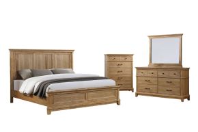New Classic 00-B3907-34C Sunstone - 5/0 Queen 4 Piece Bedroom Set (Bed, Dresser, Mirror, Chest) - Brown / Natural