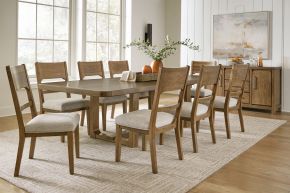 Signature Design by Ashley® D974/35/01(4)/60 Cabalynn - 10 Pc. - Dining Room Table, 8 Side Chairs, Server - Oatmeal / Light Brown