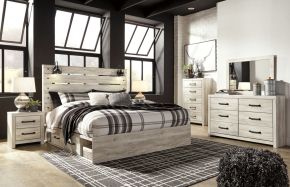Ashley Furniture B192/31/36/46/58/56/160/92(2)/B100-14 Ashley Furniture B192/31/36/46/58/56/160/92(2)/B100-14 Cambeck - 9 Pc. - Dresser, Mirror, Chest, King Panel Bed with Side Storage Drawers, 2 Nightstands - Whitewash