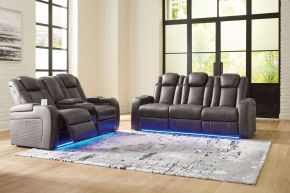 Signature Design by Ashley® 36602/15/18 Fyne-Dyme - 2 Pc. - Power Reclining Sofa, Power Reclining Loveseat - Shadow