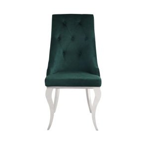 ACME 70142 Dekel - Side Chair (Set of 2) - Green Fabric & Stainless Steel