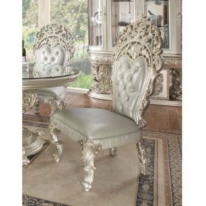 ACME DN01495 Sandoval - Side Chair (Set of 2) - Beige PU & Champagne Finish