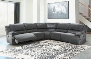Signature Design by Ashley® 36505S17 Clonmel - Charcoal - 5-Piece Power Reclining Sectional With Armless Recliner
