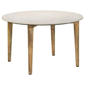 Coaster Fine Furniture 703718 Aldis - Round Marble Top Coffee Table - White And Natural